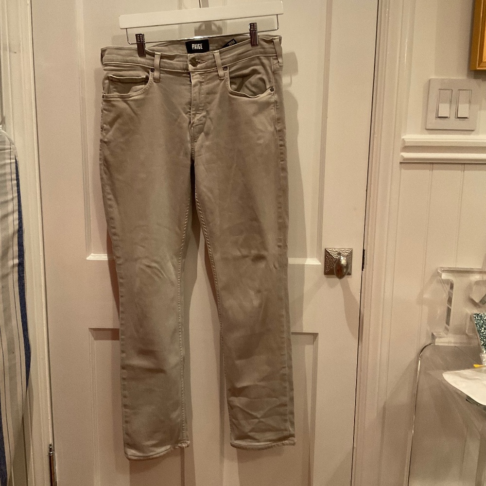 Mens Paige faded Iced taupe colored pants 32” waist, 30” length Federal